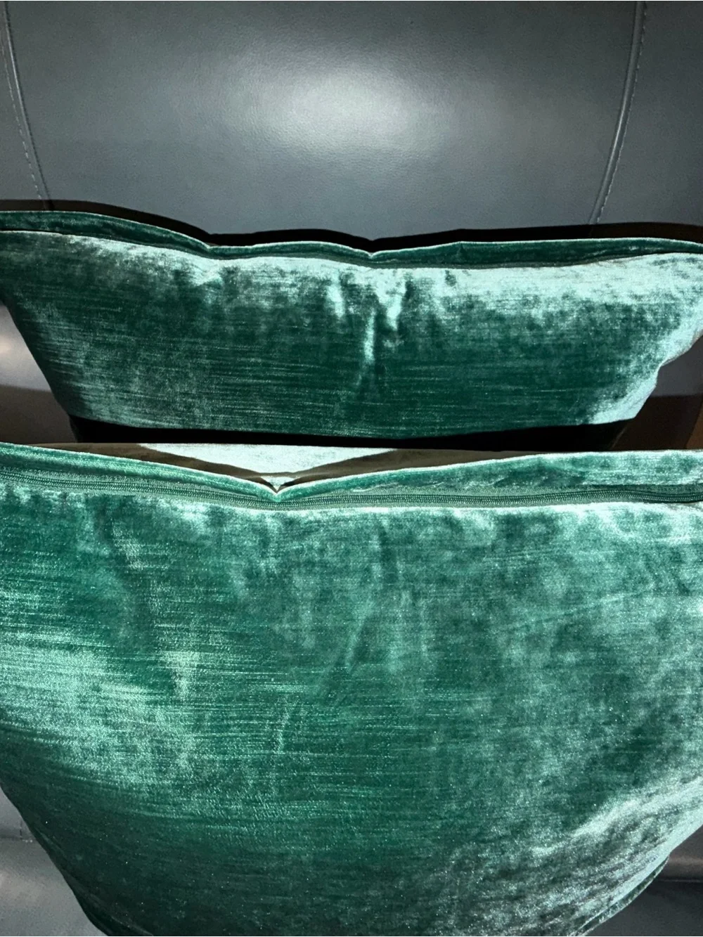 TGH Tessitura Italy Emerald Velvet Throw Pillows 24” Set of 2 Designer